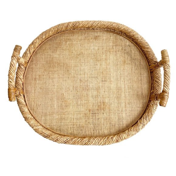 Other - X-Large Woven Wicker Bamboo Jute Serving Tray Dining Room Table BOHO Nautical